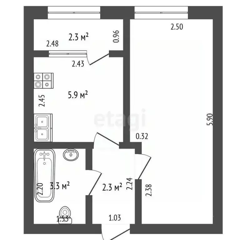 1-к кв. Ростовская область, Аксай ул. Строителей, 8 (28.0 м) - Фото 1