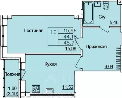 1-к кв. Ростовская область, Ростов-на-Дону Белокалитвинская ул. (45.77 ... - Фото 0