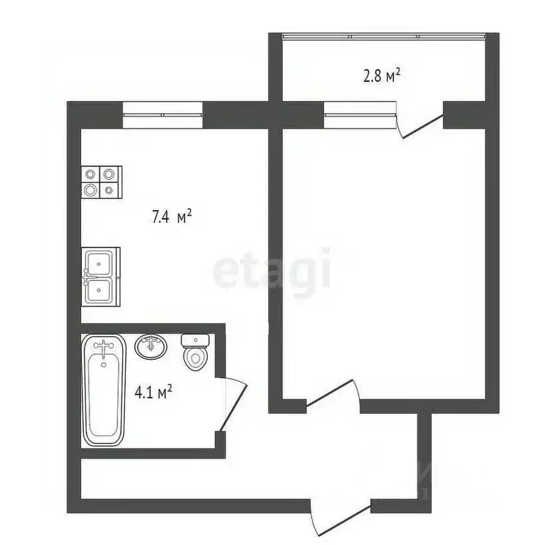 1-к кв. Ханты-Мансийский АО, Нягань 4-й мкр, 24 (37.4 м) - Фото 1