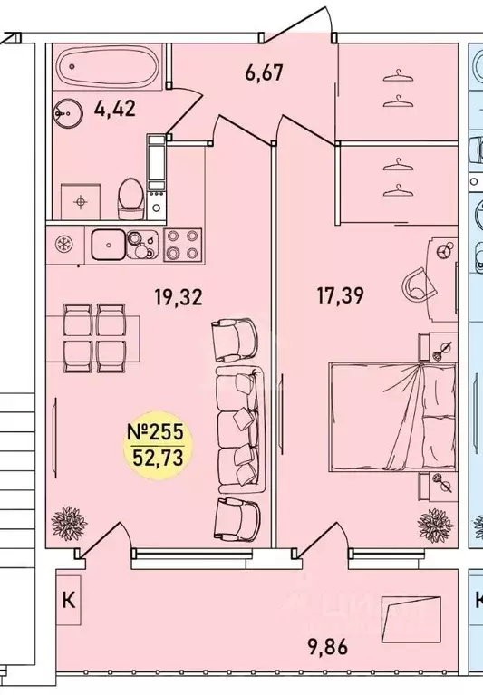 1-к кв. Ярославская область, Ярославль 2-й мкр,  (52.73 м) - Фото 1