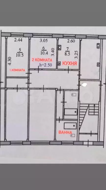 3-к. квартира, 29,4 м, 1/5 эт. - Фото 1