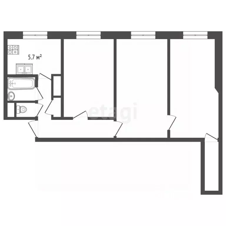 3-к кв. Ямало-Ненецкий АО, Новый Уренгой Ленинградский просп., 4Б ... - Фото 2