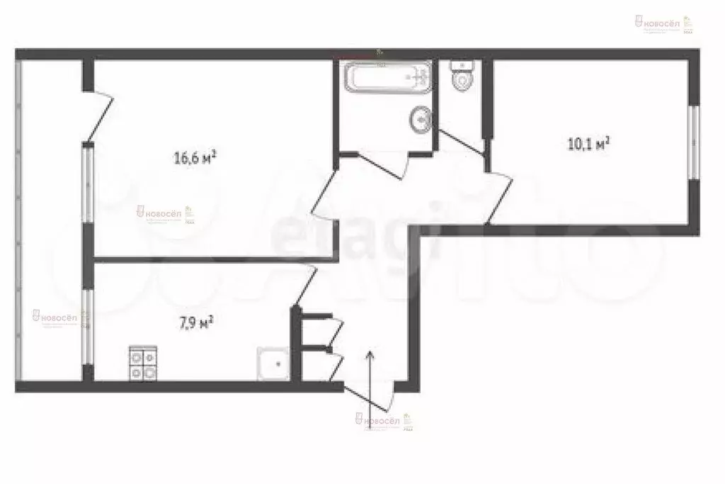 2-комнатная квартира: Верхняя Пышма, улица Петрова, 35/7 (44 м) - Фото 0