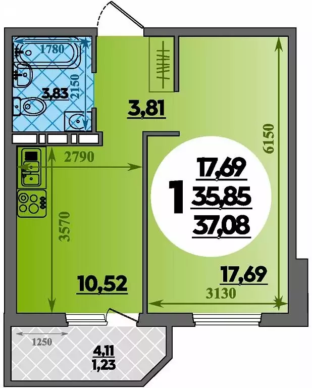 1-комнатная квартира: Краснодар, жилой район Восточный, жилой комплекс ... - Фото 0