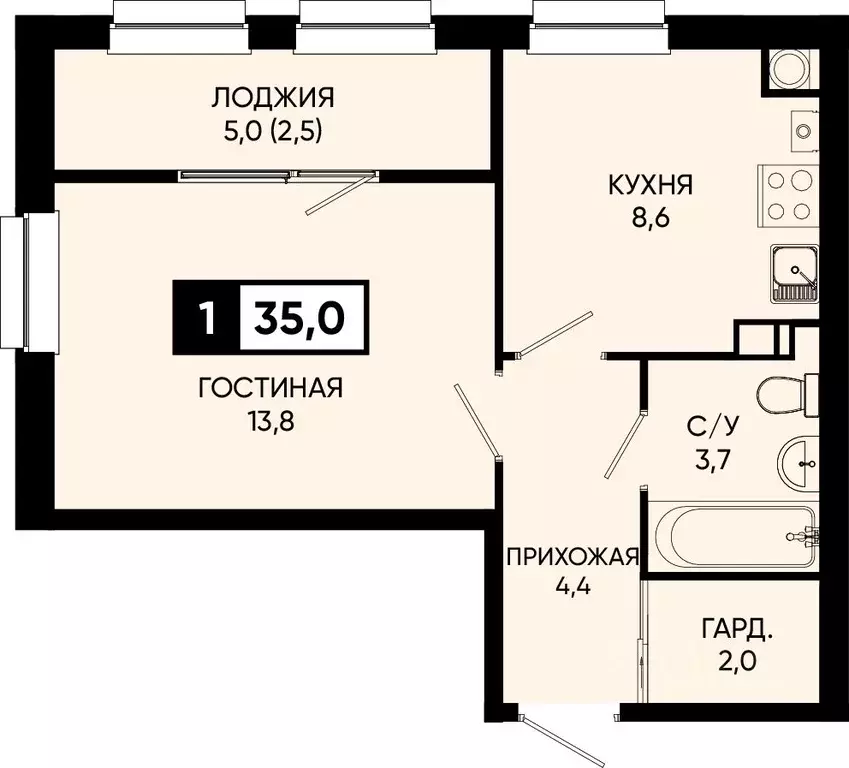 1-к кв. Ставропольский край, Кисловодск городской округ, пос. ... - Фото 1