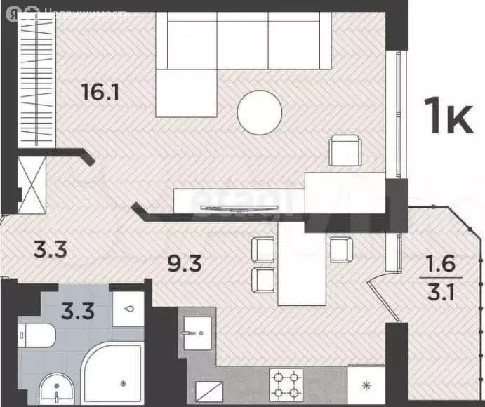 1-комнатная квартира: Калининград, Тихорецкий проезд, 5к1 (33.8 м) - Фото 0