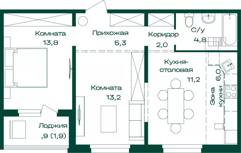 2-к кв. Алтай, Майминский район, с. Майма Алтайская ул., 2к1 (58.2 м) - Фото 1