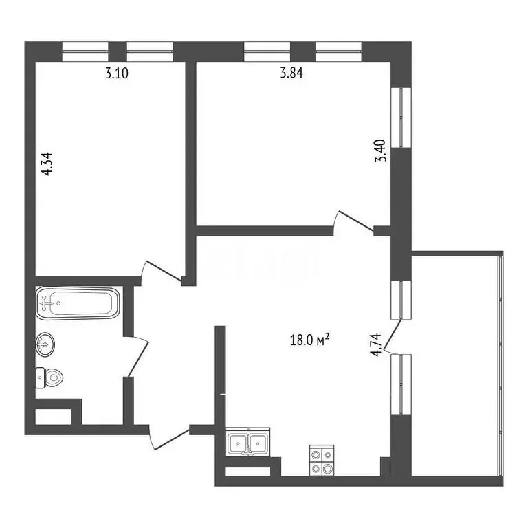 2-комнатная квартира: Анапа, Таманская улица, 121к1 (60 м) - Фото 1