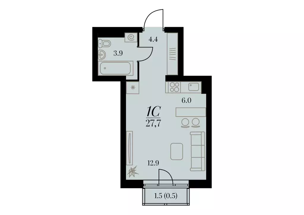 квартира-студия, 27.7 м - Фото 0