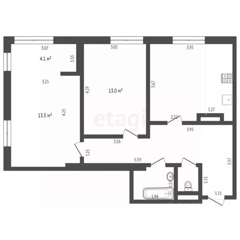 2-к кв. Тюменская область, Тюмень ул. Мельникайте, 36к2 (58.6 м) - Фото 1