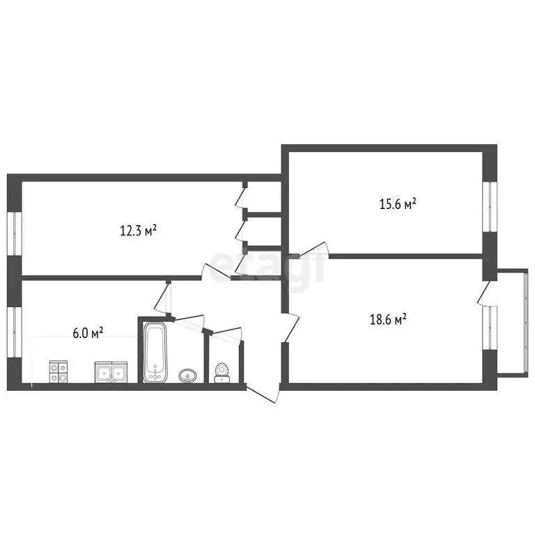 3-комнатная квартира: Белоозёрский, Комсомольская улица, 10 (62.2 м) - Фото 1