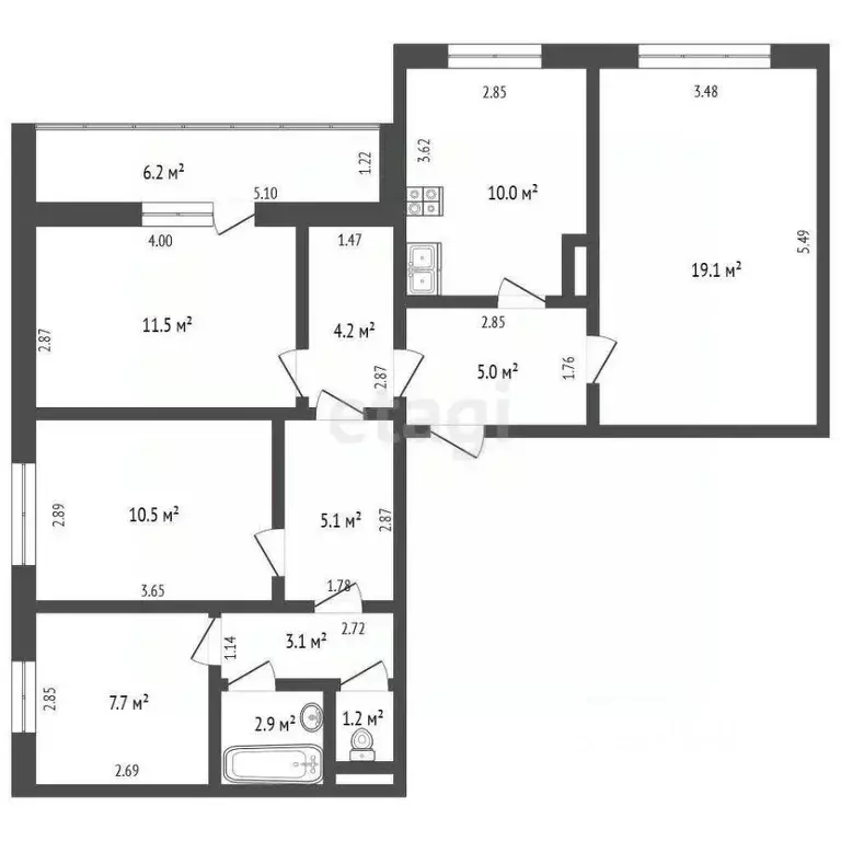 4-к кв. Ростовская область, Ростов-на-Дону Извилистая ул., 10б (80.3 ... - Фото 1
