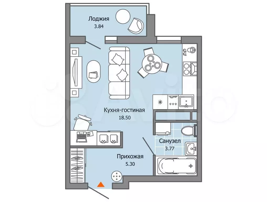 Квартира-студия, 29 м, 4/9 эт. - Фото 0