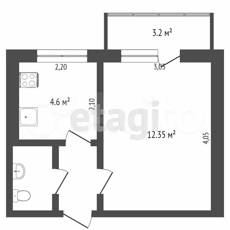1-к. квартира, 24 м, 4/9 эт. - Фото 0