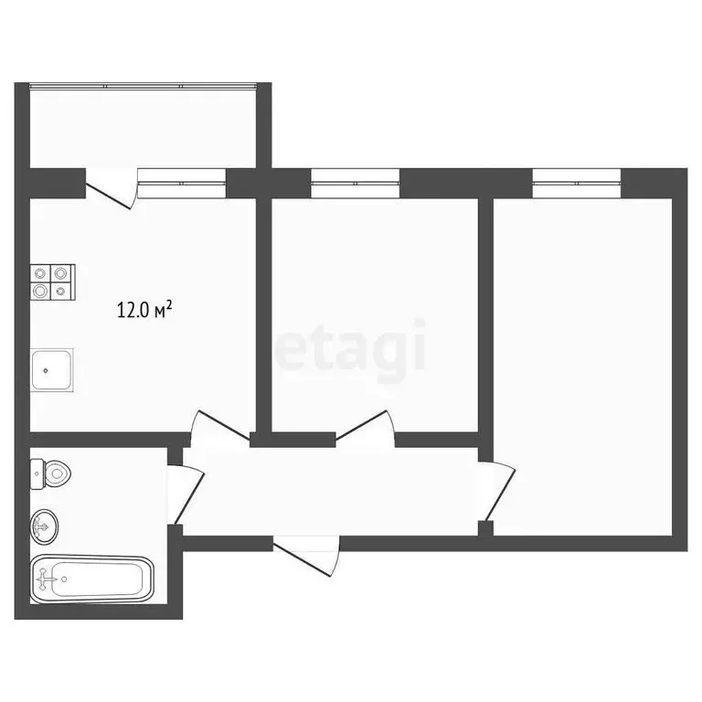 2-комнатная квартира: Тюмень, улица Червишевский Тракт, 45к1 (52 м) - Фото 1