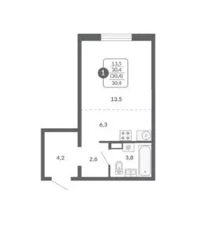 Квартира-студия: Киров, улица Потребкооперации, 34к1 (30.4 м) - Фото 1