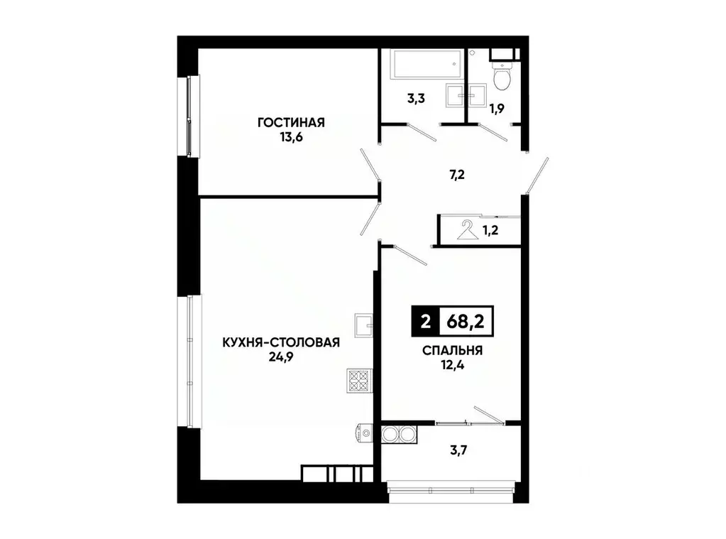 1-к кв. Ставропольский край, Ставрополь ул. Андрея Голуба, 12к8 (68.2 ... - Фото 0