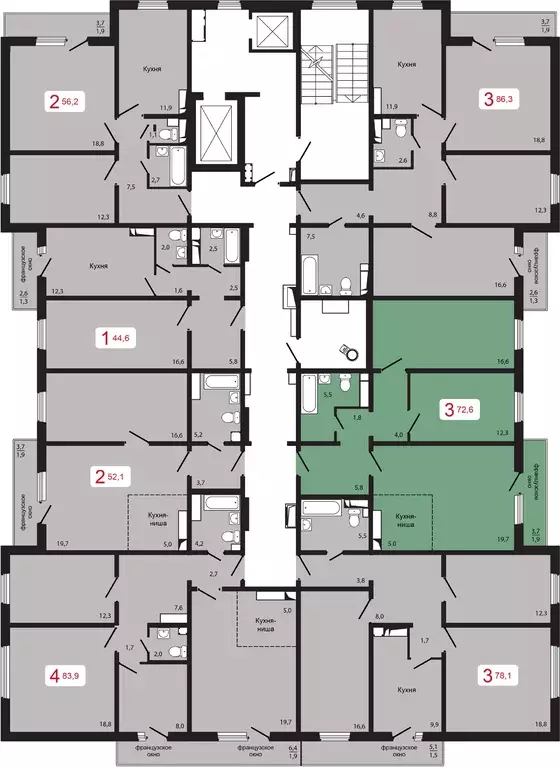 Продаётся 2-к квартира, 72.6 м - Фото 1