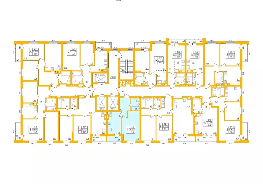 1-к кв. Башкортостан, Уфа Инорс-4Б мкр, Акварель жилой комплекс (36.3 ... - Фото 2
