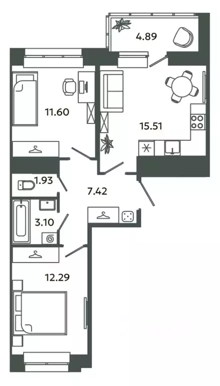 2-к кв. Ленинградская область, Ломоносовский район, Аннинское ... - Фото 1