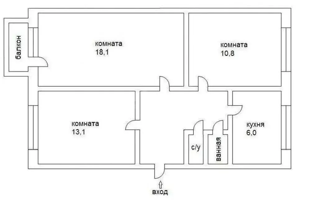 3-комнатная квартира: Черногорск, Красноярская улица, 91А (62.4 м) - Фото 1