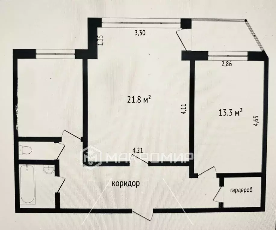 2-к кв. Ханты-Мансийский АО, Сургут ул. Бажова, 17 (60.3 м) - Фото 2