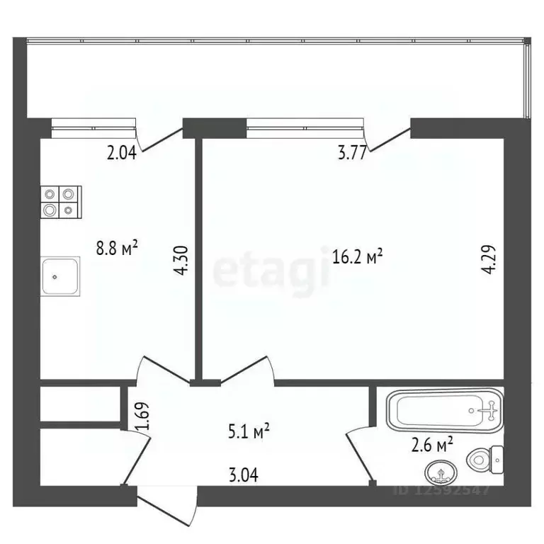 1-к кв. Крым, Симферополь ул. Балаклавская (33.9 м) - Фото 1