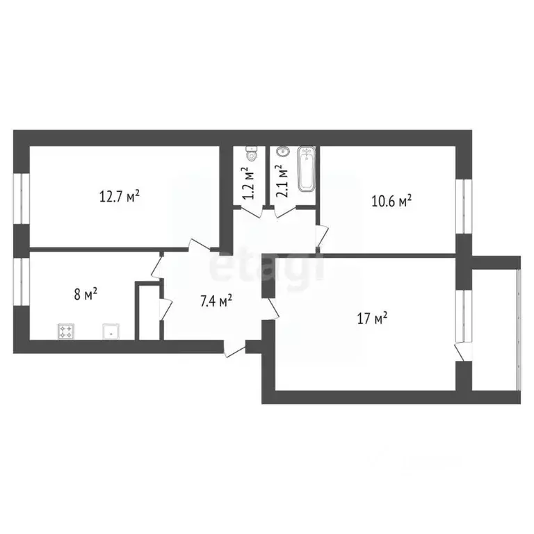 3-к кв. Красноярский край, Красноярск ул. Ломоносова, 94В (61.1 м) - Фото 2