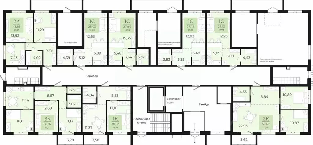 2-к кв. Новосибирская область, Обь Октябрьская ул., 5 (59.67 м) - Фото 1