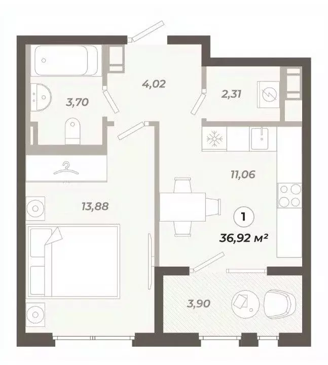 1-к кв. Санкт-Петербург ул. Коли Томчака, 21Д (36.92 м) - Фото 0