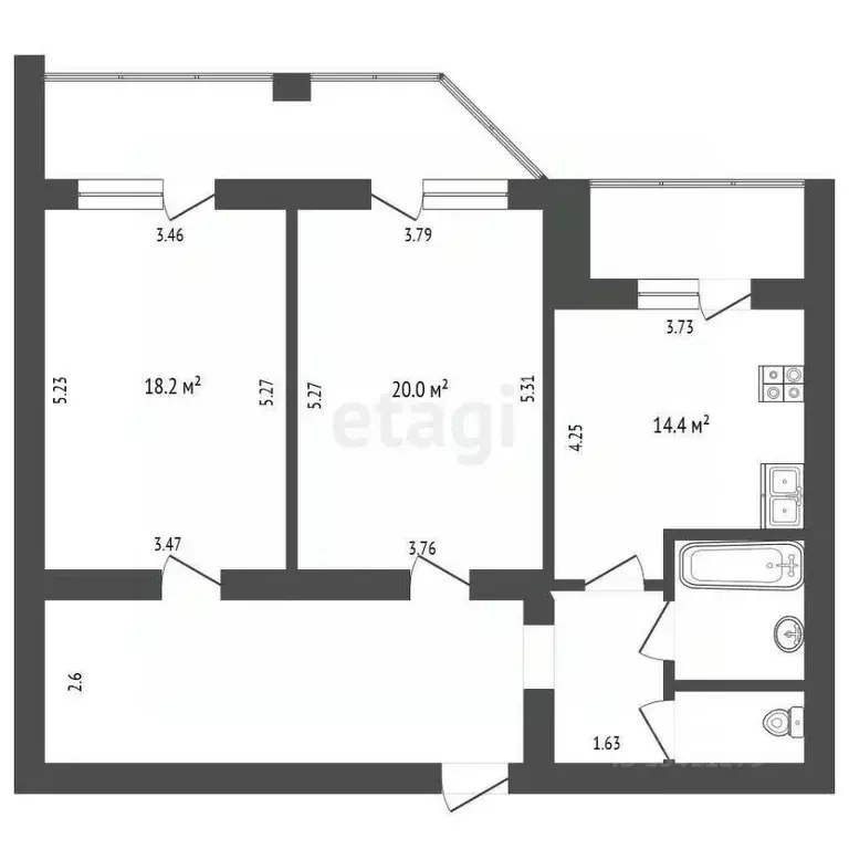 2-к кв. Белгородская область, Белгород Гостенская ул., 12 (81.7 м) - Фото 2