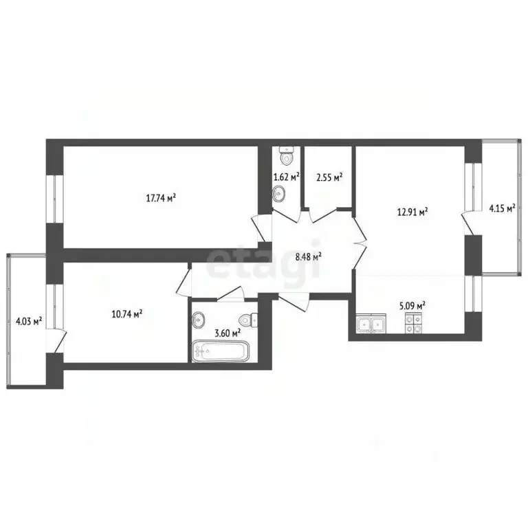3-к кв. Архангельская область, Архангельск Рейдовая ул., 21к1 (70.91 ... - Фото 2