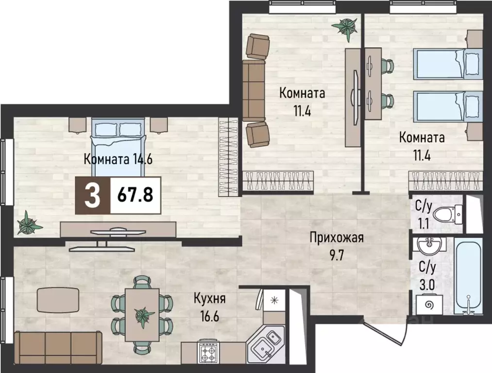 3-к кв. Ставропольский край, Железноводск городской округ, пос. ... - Фото 1