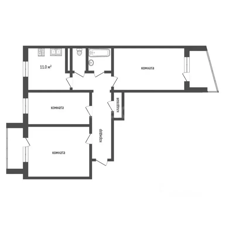 3-к кв. Коми, Усинск ул. Нефтяников, 50 (66.7 м) - Фото 1