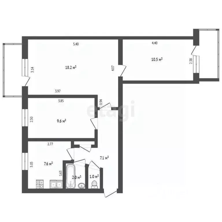3-к кв. Ростовская область, Таганрог Инструментальная ул., 35 (56.6 м) - Фото 2