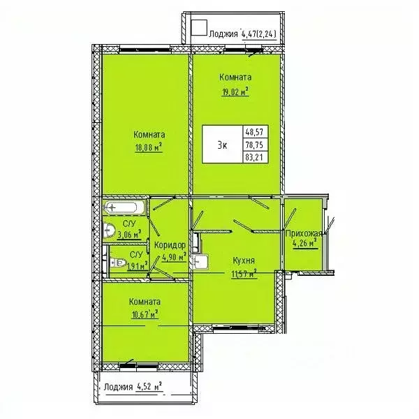 3-к кв. Омская область, Омск Солнечный мкр,  (83.21 м) - Фото 0