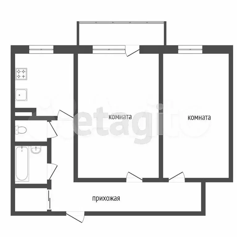 2-к. квартира, 52,1 м, 4/9 эт. - Фото 0