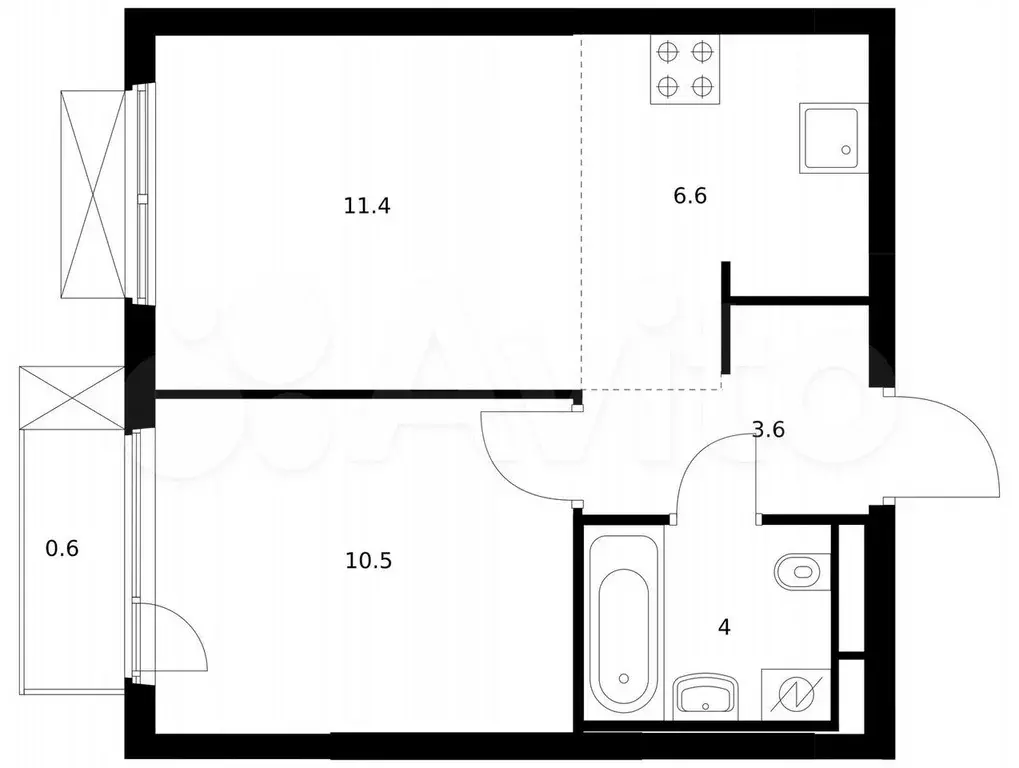 1-к. квартира, 36,7 м, 6/9 эт. - Фото 0