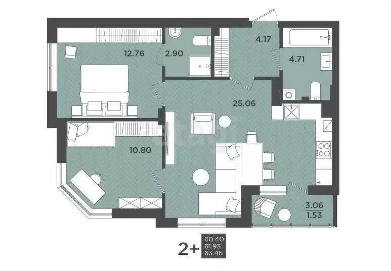 2-комнатная квартира: Калининград, Интернациональная улица, 18 (62 м) - Фото 0