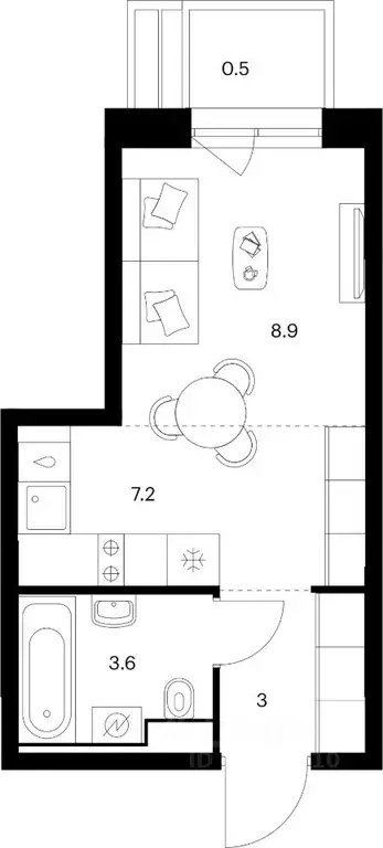 Студия Приморский край, Владивосток Снежный парк жилой комплекс (23.2 ... - Фото 1