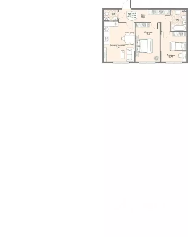 2-к кв. Ленинградская область, Всеволожский район, Бугровское ... - Фото 1