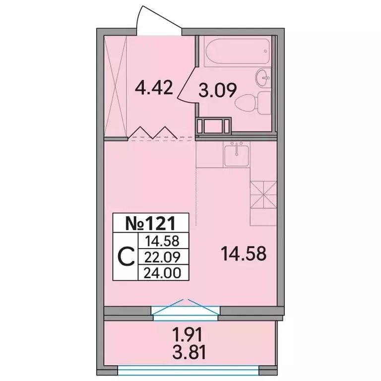 Квартира-студия: Скотное, жилой комплекс Рождественский квартал (24 м) - Фото 1