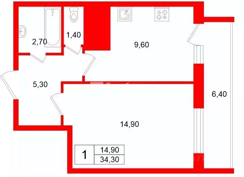 1-к кв. Санкт-Петербург Екатерининский просп., 2 (34.3 м) - Фото 0