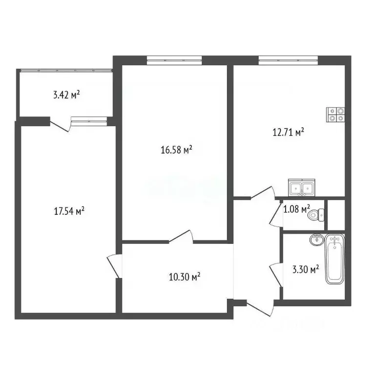 2-к кв. Санкт-Петербург Дунайский просп., 14к1 (61.2 м) - Фото 2