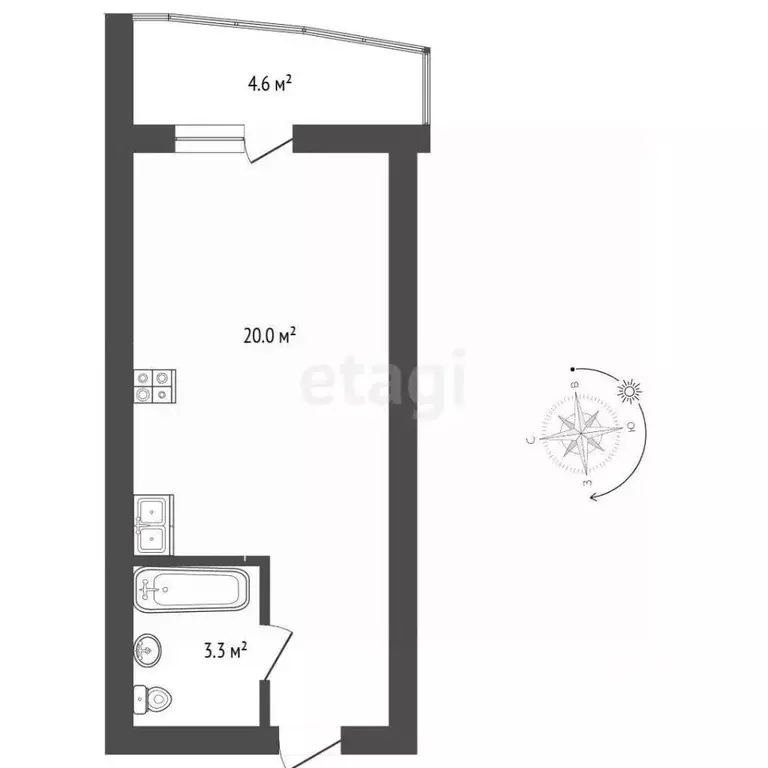 Студия Вологодская область, Череповец Рыбинская ул., 56 (23.0 м) - Фото 1