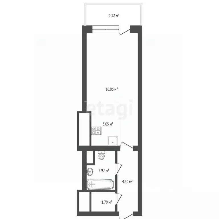 Студия Крым, Ялта проезд Бакунинский, 3 (36.4 м) - Фото 1