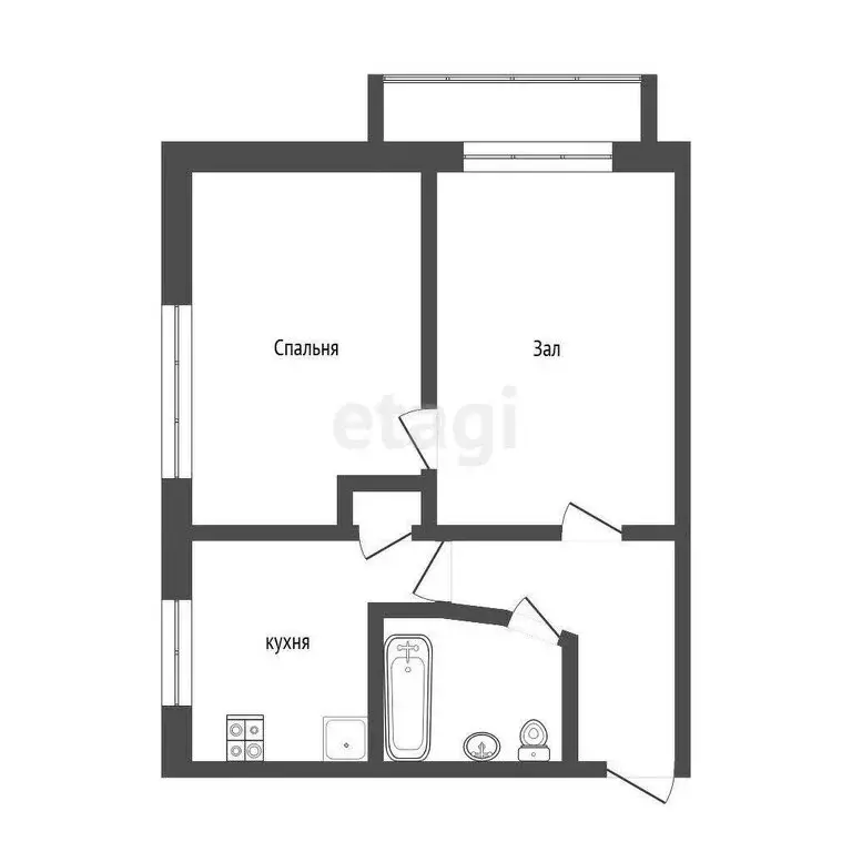2-комнатная квартира: Симферополь, Кечкеметская улица, 108 (40 м) - Фото 0
