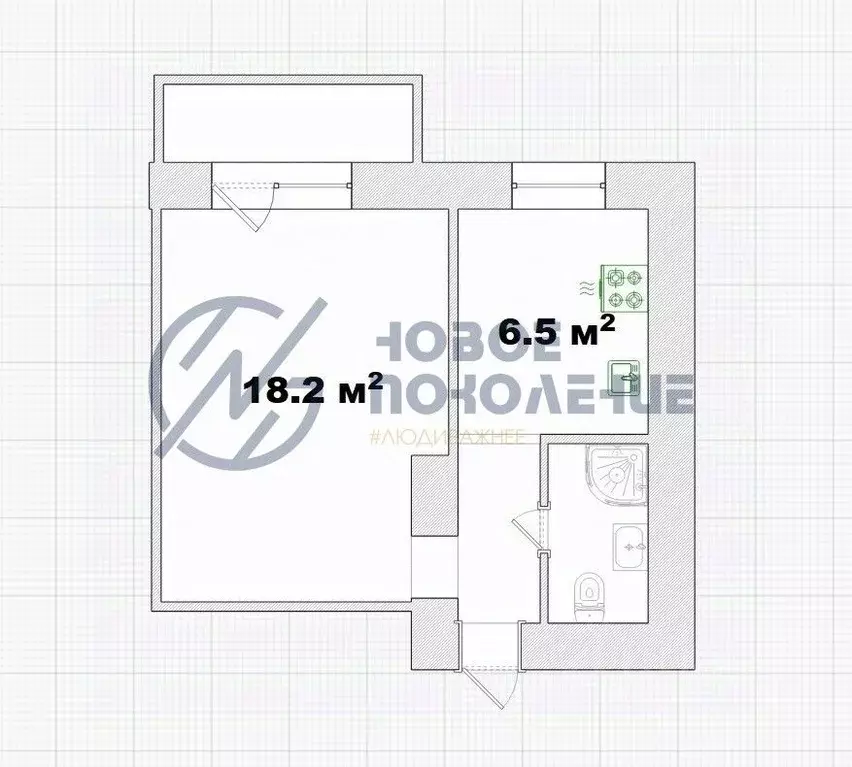 1-к кв. Омская область, Омск Городок Нефтяников мкр, ул. Малунцева, 5 ... - Фото 2