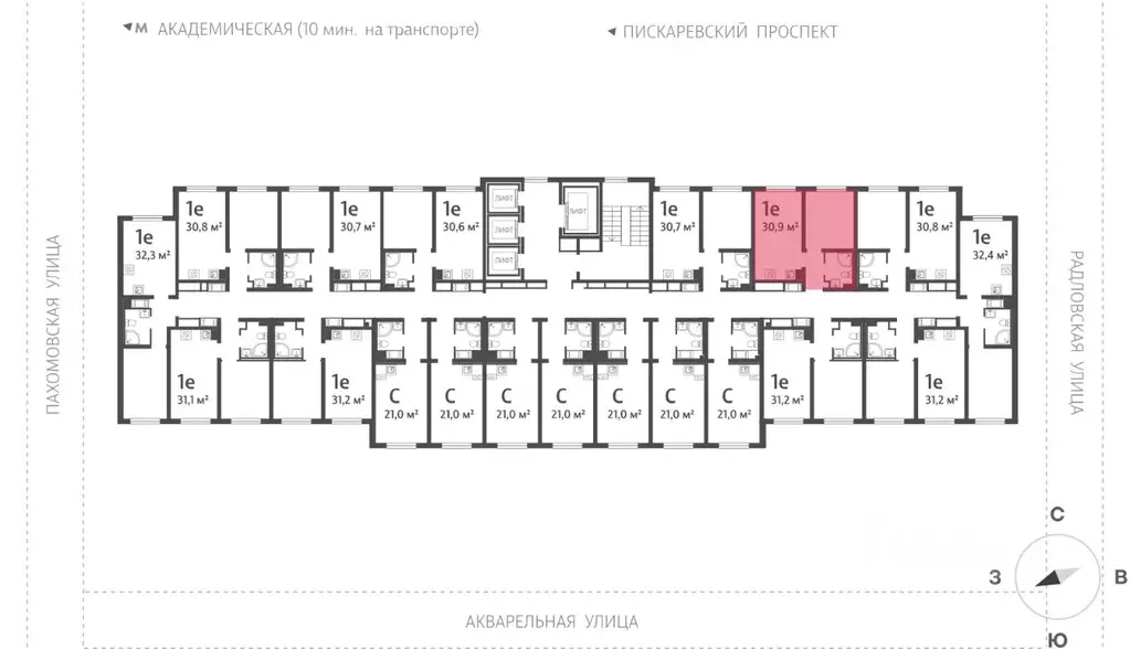 1-к кв. Санкт-Петербург ул. Пахомовская, 12к2 (30.6 м) - Фото 1