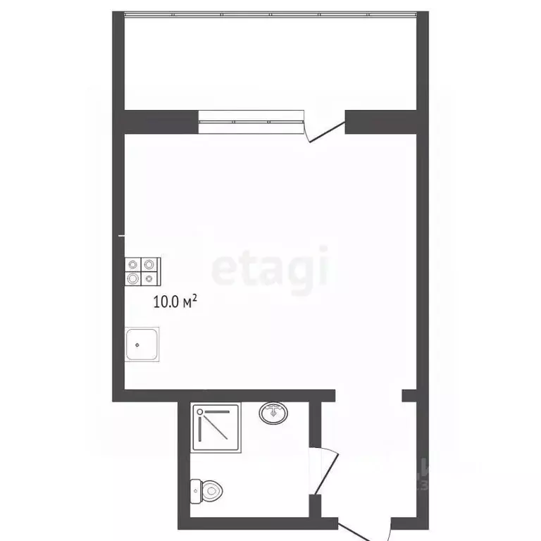 Студия Тюменская область, Тюмень ул. Мельникайте, 67 (12.5 м) - Фото 2